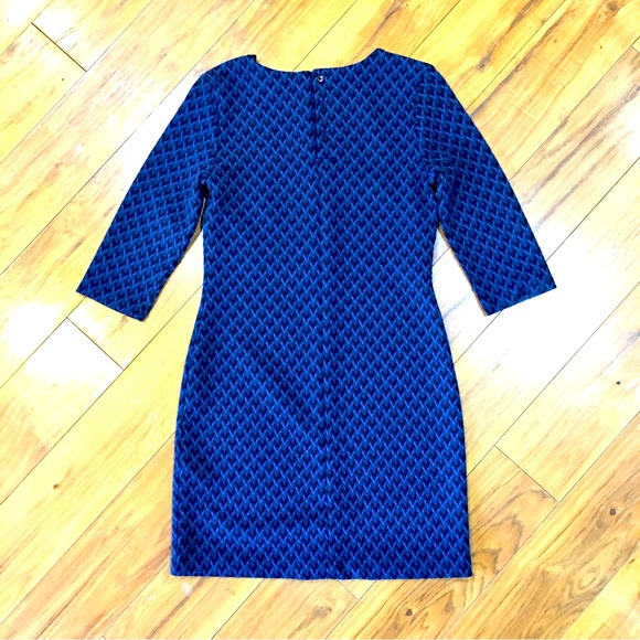 Banana Republic navy blue herringbone diamond pattern cotton mini dress - Picture 3 of 9